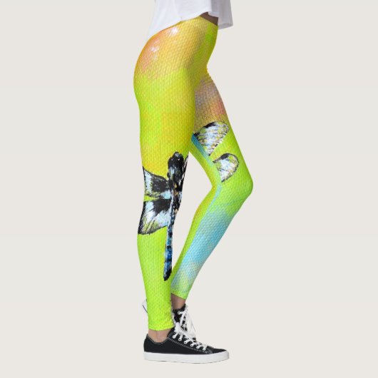 Schimmernde Libellenmalerei Leggings (Rechts)