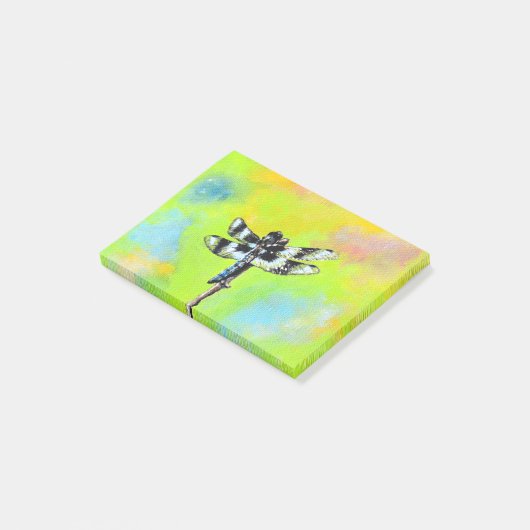 Schimmernde Libellenmalerei Post-it Klebezettel (angewinkelt)