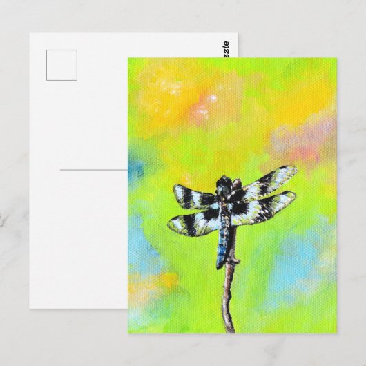 Schimmernde Libellenmalerei Postkarte (Vorne/Hinten)