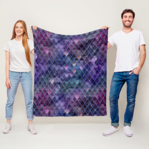 Schimmernde Lila Ombre- und Glitzer-Drachenrollen Fleecedecke