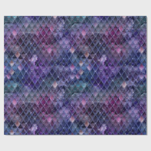 Schimmernde Lila Ombre- und Glitzer-Drachenrollen Geschenkpapier (Flach)
