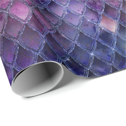 Schimmernde Lila Ombre- und Glitzer-Drachenrollen Geschenkpapier (Rolleneckpunkt)