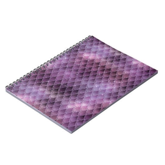 Schimmernde Lila Ombre- und Glitzer-Drachenrollen Notizblock (Linke Seite)