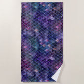 Schimmernde Lila Ombre- und Glitzer-Drachenrollen Strandtuch (Vorderseite)