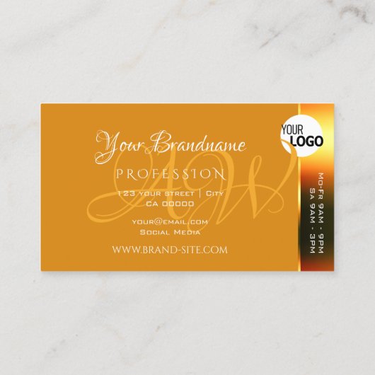 Schimmernde orange farbige Streifen hinzufügen Log Visitenkarte (Rückseite)