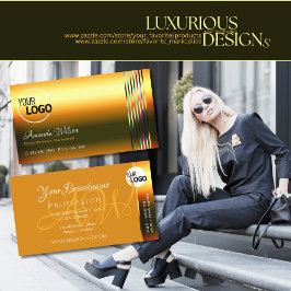 Schimmernde orange farbige Streifen hinzufügen Log Visitenkarte