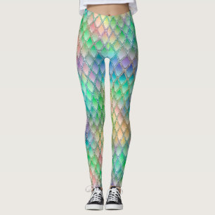 Schimmernde Pastel-Regenbogen- und Glitzer-Drachen Leggings