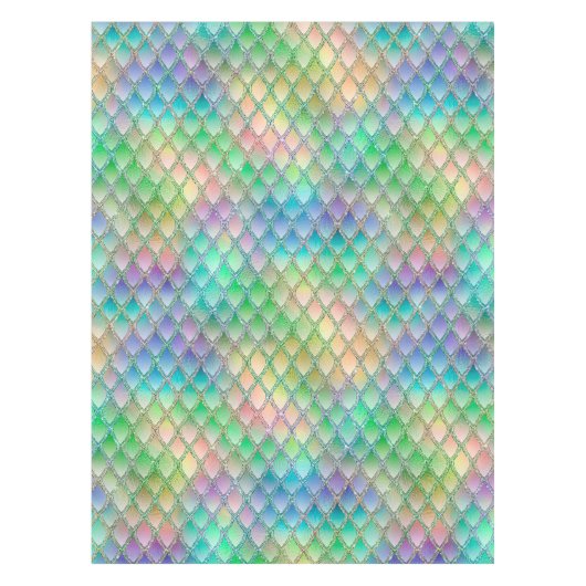 Schimmernde Pastel-Regenbogen- und Glitzer-Drachen Tischdecke (Vorderseite)