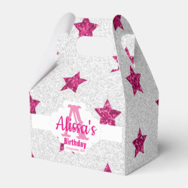Schimmernde Pink Stars Gefälligkeitsbox Geschenkschachtel