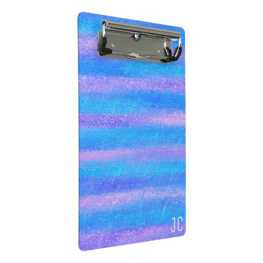 Schimmernde, rieszierende Streifen Türkis Pink Mini Klemmbrett (Schrägansicht)