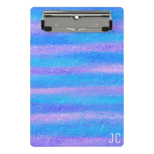 Schimmernde, rieszierende Streifen Türkis Pink Mini Klemmbrett (Vorderseite)