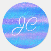 Schimmernde, rieszierende Streifen Türkis Pink Runder Aufkleber (Vorderseite)