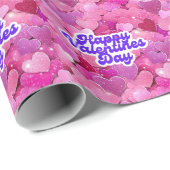 Schimmernde rosa Herzen Geschenkpapier (Rolleneckpunkt)