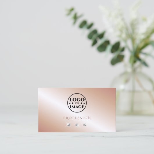 Schimmernde Rose Gold glänzende Diamanten mit Logo Visitenkarte (Stehend Vorderseite)