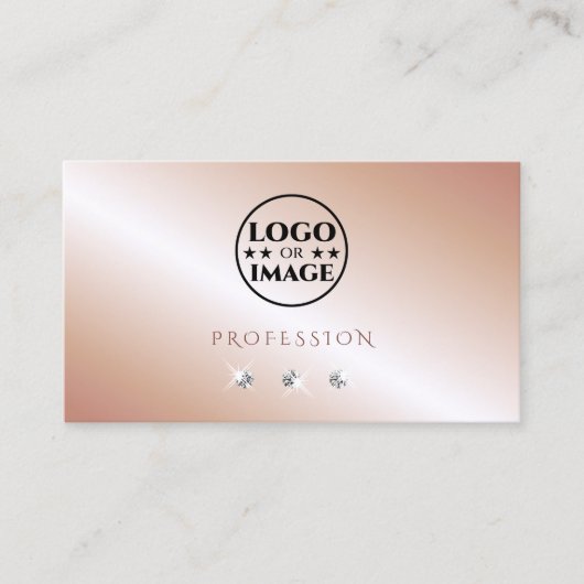 Schimmernde Rose Gold glänzende Diamanten mit Logo Visitenkarte (Vorderseite)