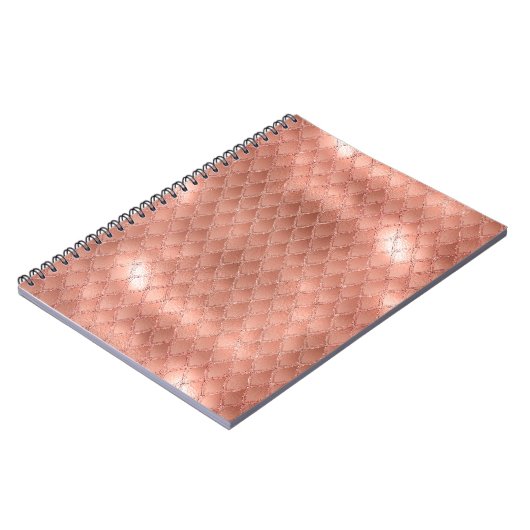 Schimmernde Rose Gold Glitzer Dragon Scales Notizblock (Linke Seite)
