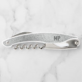 Schimmernde silbergraue irisierende Textur Kellnermesser (Rückseite)