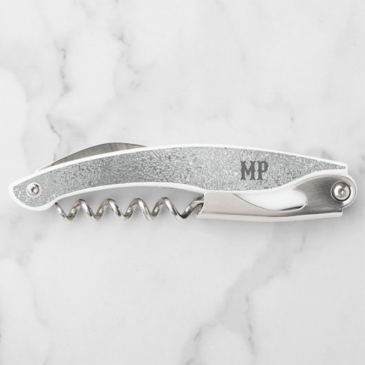 Schimmernde silbergraue irisierende Textur Kellnermesser (Rückseite)