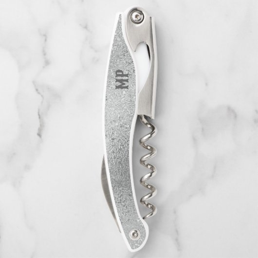 Schimmernde silbergraue irisierende Textur Kellnermesser (Rückseite)