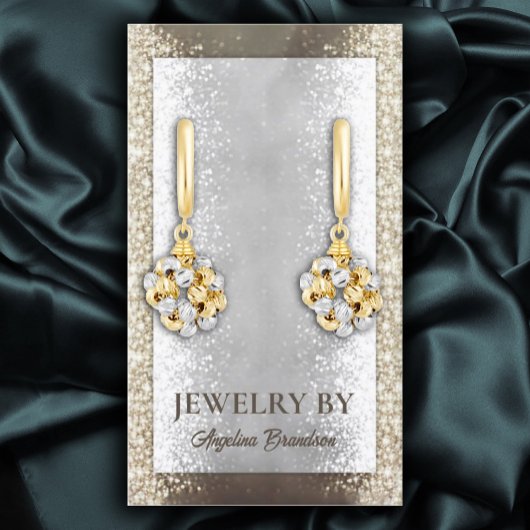 Schimmernde Silver Gold Glitzer Earring Display Visitenkarte