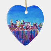 Schimmernde Skyline von Chicago-Skylinen nachts Keramikornament (Rechts)