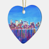 Schimmernde Skyline von Chicago-Skylinen nachts Keramikornament (Links)