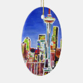 Schimmernde Skyline von Seattle mit Weltraumnadel Keramikornament (Rechts)