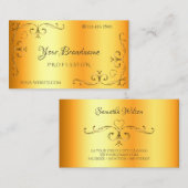 Schimmernde Verzierte Eckgrenzen Leuchtend Orange Visitenkarte (Vorne/Hinten)