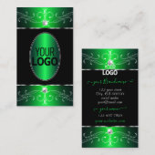 Schimmernde Verzierte Ornamente in Grün/Schwarz mi Visitenkarte (Vorne/Hinten)
