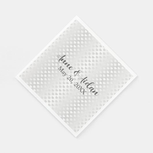 Schimmernde weiße Hochzeitsherzen Serviette (Ecke)