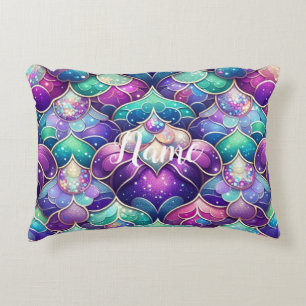 Schimmernder Aquamariner Schwanz mit Lila Mermaid  Dekokissen