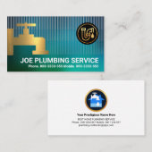 Schimmernder Blue Water Plumbing Service Visitenkarte (Vorne/Hinten)