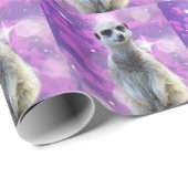 Schimmernder Charme: Meerkat auf rosa Bokeh Hinter Geschenkpapier (Rolleneckpunkt)