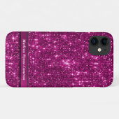 Schimmernder "Disco Ball" Vivid Magenta Rosa Glitz Case-Mate iPhone Hülle (Rückseite (Horizontal))