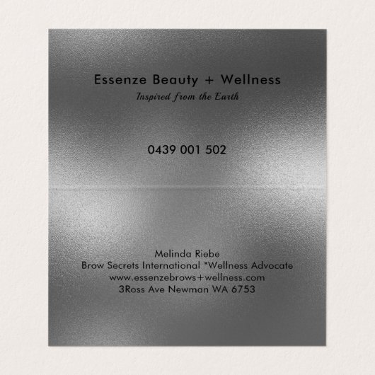 Schimmernder grauer, moderner Hintergrund Visitenkarten (Innenseite Aufgefaltet)