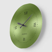 Schimmernder grüner Hintergrund Große Wanduhr (Winkel)