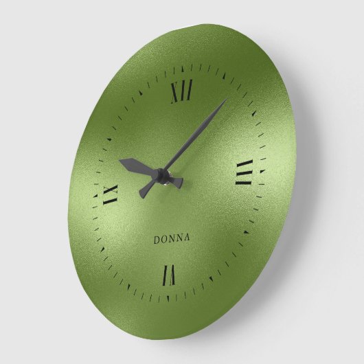 Schimmernder grüner Hintergrund Große Wanduhr (Winkel)