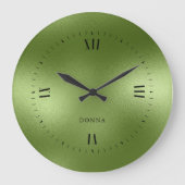 Schimmernder grüner Hintergrund Große Wanduhr (Vorderseite)
