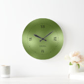 Schimmernder grüner Hintergrund Große Wanduhr (Zuhause)