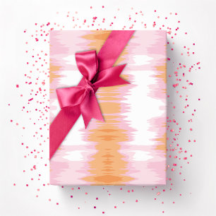 Schimmernder Ikat in Rosa und Orange Geschenkpapier