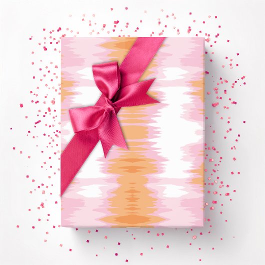 Schimmernder Ikat in Rosa und Orange Geschenkpapier