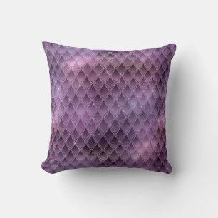 Schimmernder lila Ombre & Glitter-Drachenschuppen Kissen
