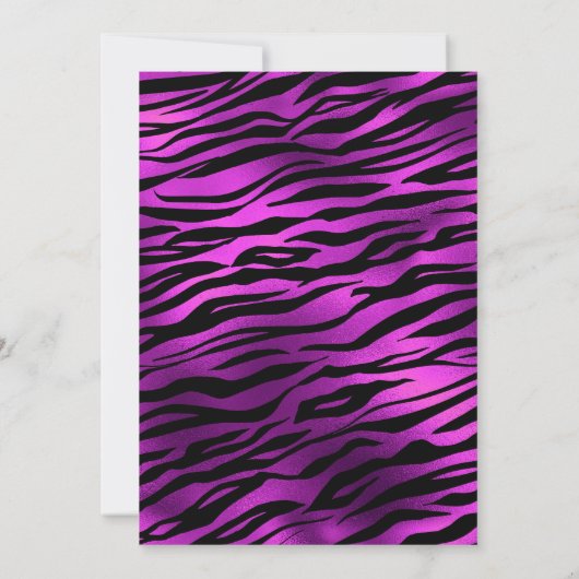 Schimmernder Lila Tiger Streifen Junggeselinnen-Ab Einladung (Rückseite)