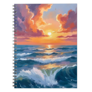 Schimmernder Meeressonnenuntergang Ozean Aquarellm Notizblock