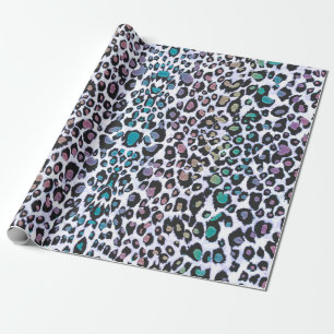 Schimmernder mehrfarbiger Leopard-Druck Geschenkpapier