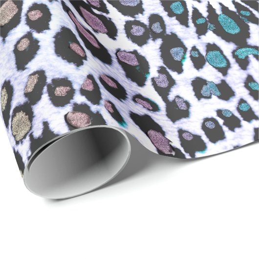 Schimmernder mehrfarbiger Leopard-Druck Geschenkpapier (Rolleneckpunkt)