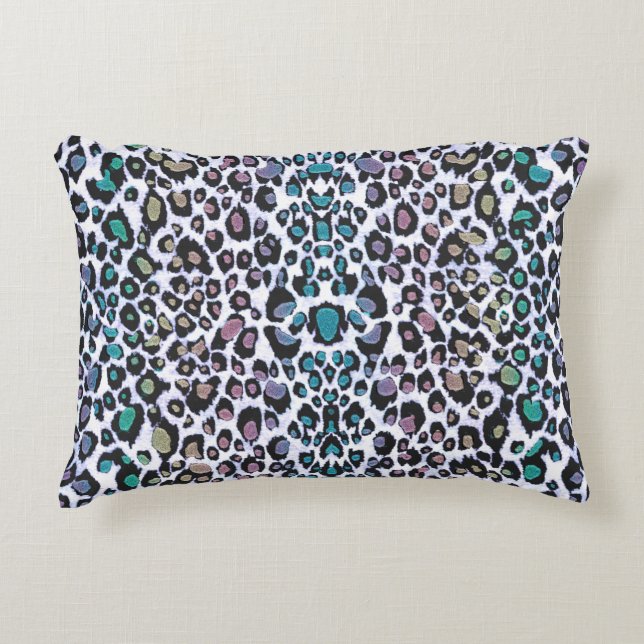 Schimmernder mehrfarbiger Leopard-Druck Zierkissen (Vorderseite)