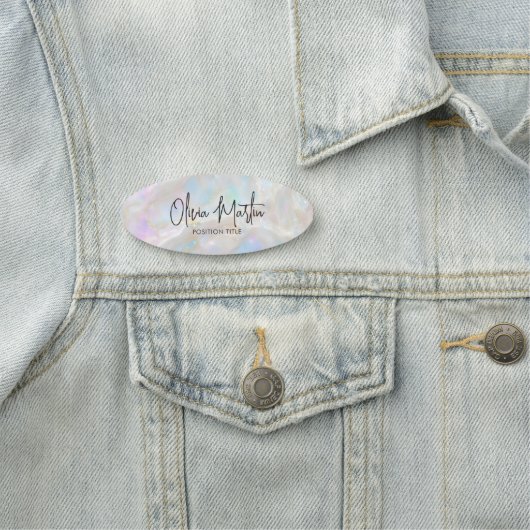 Schimmernder Opal-Irideszenz-Hintergrund Namensschild (Beispiel)