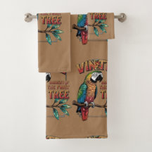 Schimmernder Papagei auf dem Zweig der Obstbäume