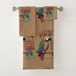 Schimmernder Papagei auf dem Zweig der Obstbäume Badhandtuch Set